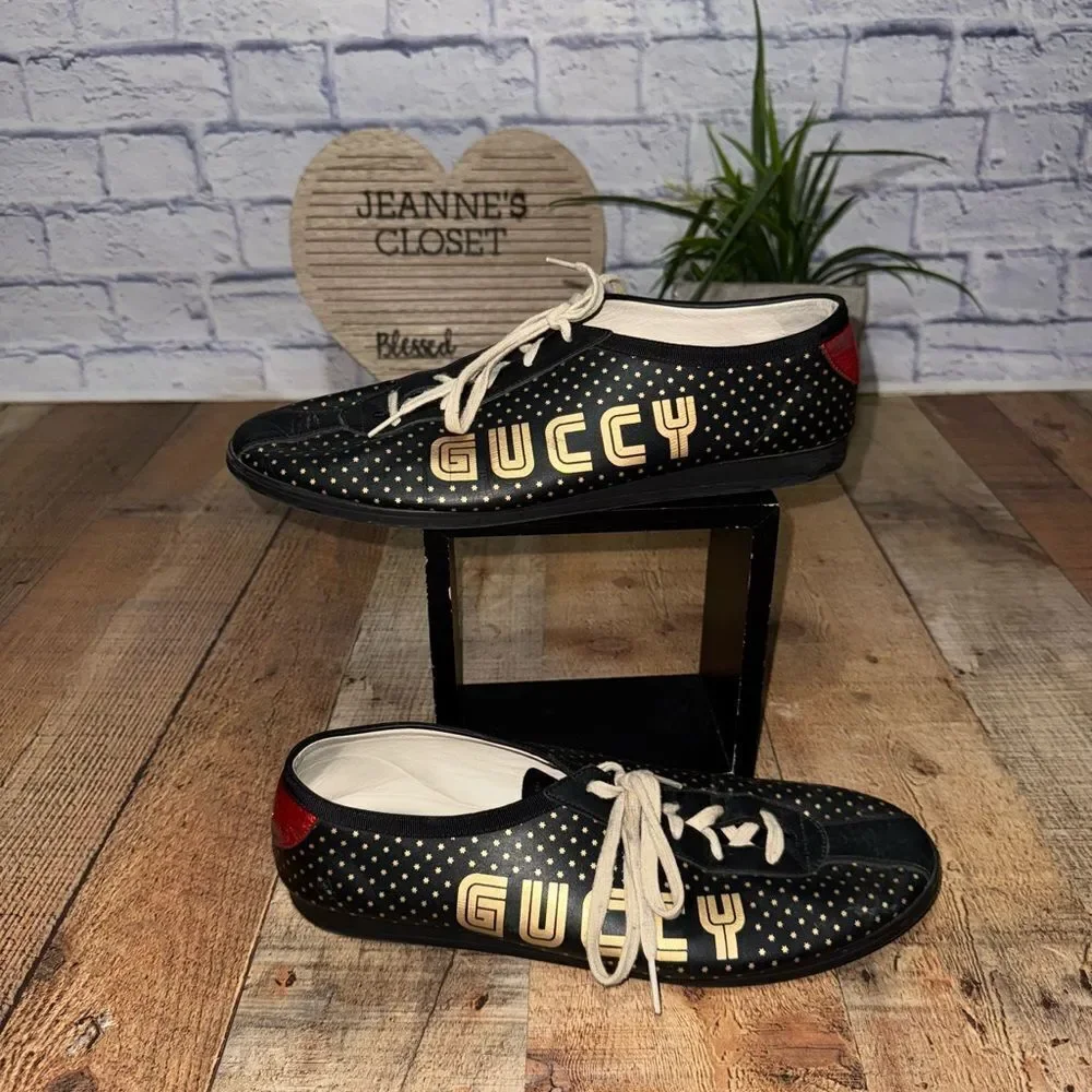 GUCCI x SEGA Falacer sneaker black leather Size 13 519723 Pre owned condition